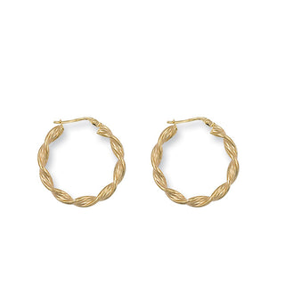 9K Yellow Gold 27mm Twisted Hoop Earrings