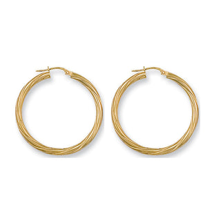 9K Yellow Gold 36mm Twisted Hoop Earrings