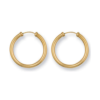 9K Yellow Gold 23mm Caped Sleeper Hoop Earrings