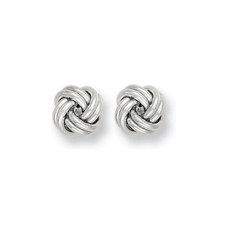 9K White Gold 10mm Knot Stud Earrings