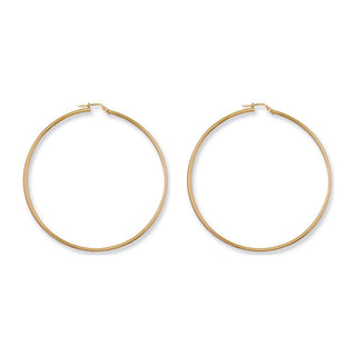 9K Yellow Gold 60mm Round Tube Hoop Earrings