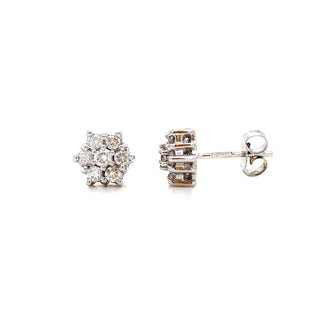 9K White Gold 0.50ct Diamond Cluster Stud Earrings