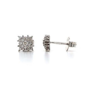 18K White Gold 0.33ct Diamond Cluster Stud Earrings