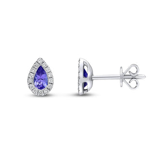 18K White Gold Tanzanite & Diamond Stud Earrings