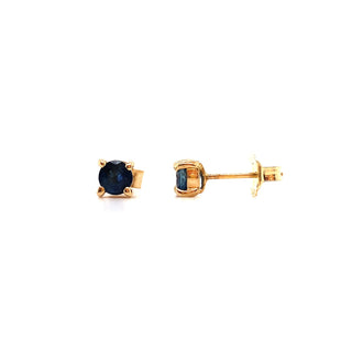 9K Yellow Gold Round Sapphire Stud Earrings