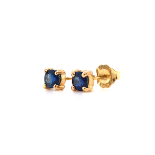 9K Yellow Gold Round Sapphire Stud Earrings