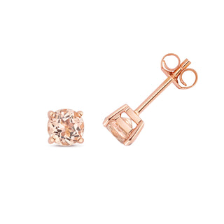 9ct Rose Gold Round Morganite Stud Earrings