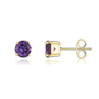 9K Yellow Gold Amethyst Stud Earrings