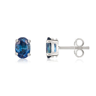 9K White Gold Sapphire Stud Earrings