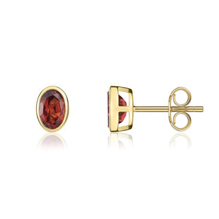 9K Yellow Gold Garnet Stud Earrings