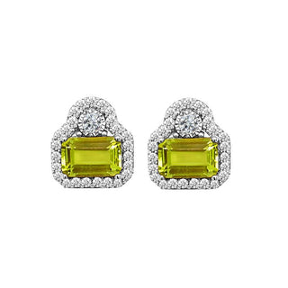 9K White Gold Peridot & Diamond Stud Earrings