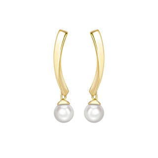 9K Yellow Gold Freshwater Pearl Drop Earrings