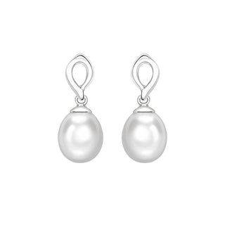 9K White Gold Freshwater Pearl Drop Earrings