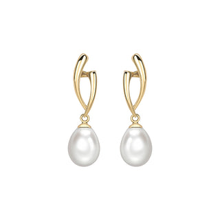 9K Yellow Gold Freshwater Pearl Drop Earrings