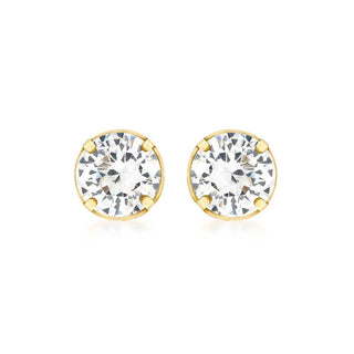 9K Yellow Gold 5mm Round CZ Stud Earrings