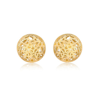 9K Yellow Gold Filigree Dome Stud Earrings