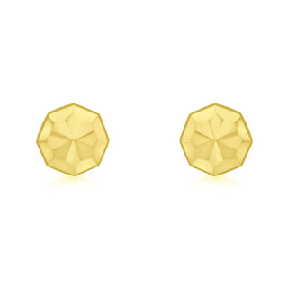 9K Yellow Gold 7mm Diamond Cut Octagonal Stud Earrings