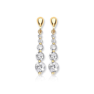 18K Yellow Gold 5-Graduated-CZ Drop Earrings