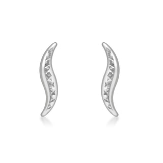 9K White Gold Slim Wave Stud Earrings