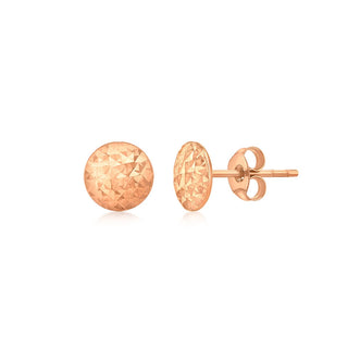 9K Rose Gold Diamond Cut Pyramid Button Stud Earrings