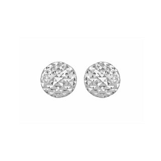 9K White Gold Diamond Cut Pyramid Button Stud Earrings