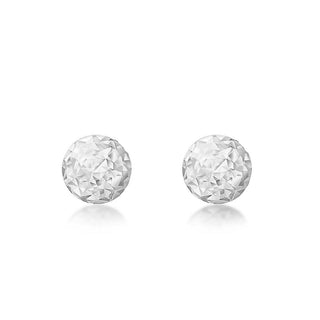 9K White Gold 6mm Diamond Cut Ball Stud Earrings