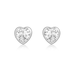 9K White Gold CZ Heart Stud Earrings