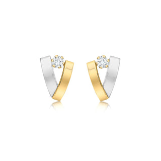 9K 2-Colour Gold CZ Overlap Stud Earrings