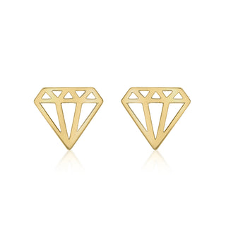 9K Yellow Gold Diamond Icon Stud Earrings