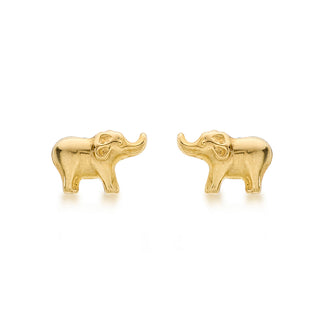 18K Yellow Gold Baby Elephant Stud Earrings