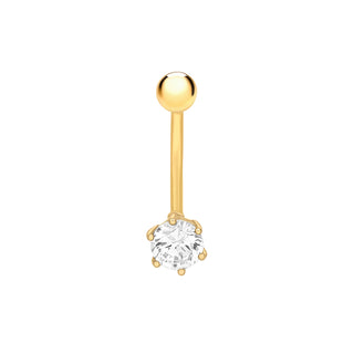 9K Yellow Gold CZ Round Belly Stud