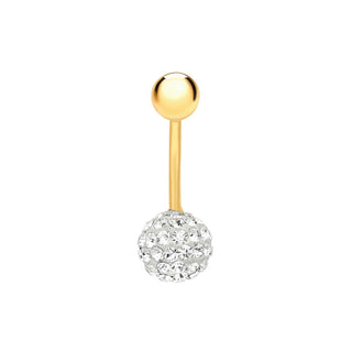 9K Yellow Gold Crystal Belly Stud