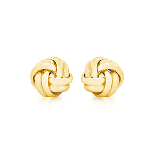 9K Yellow Gold Small Double Knot Stud Earrings