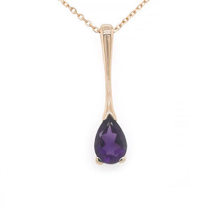 9ct Yellow Gold Amethyst Drop Pendant