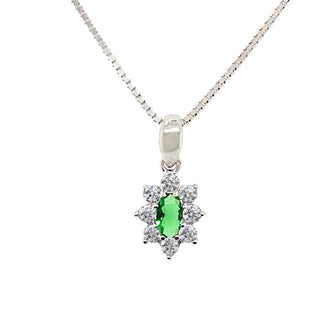 9K White Gold Green Cubic Zirconia Pendant