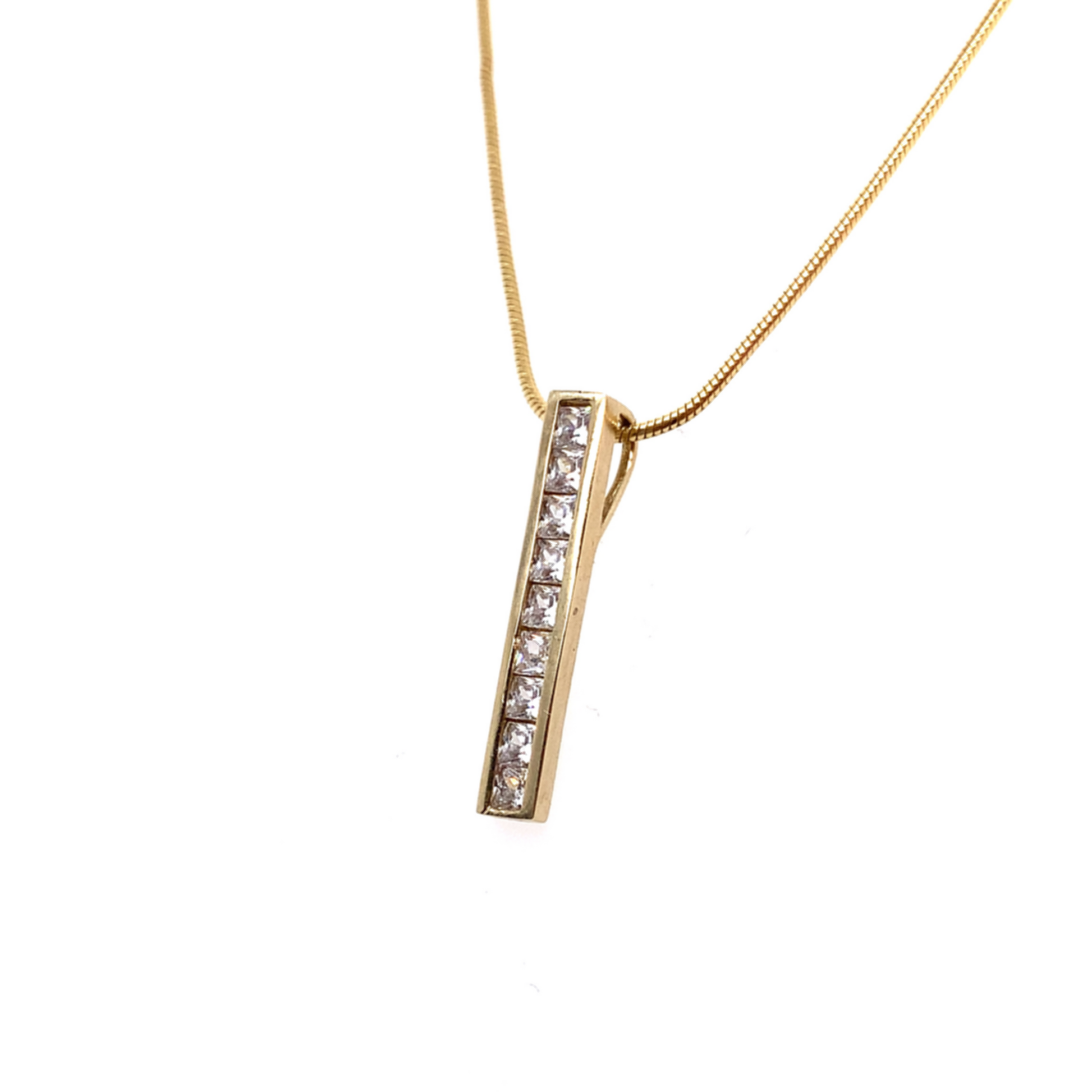 9K Yellow Gold Cubic Zirconia Bar Pendant – Sonny's Jewellers