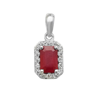 9ct White Gold Ruby and Diamond Pendant