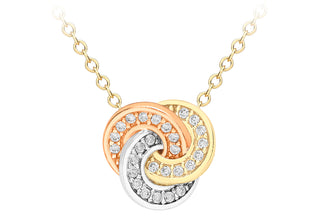 9ct Tri Colour Cubic Zirconia Cletic Knot Pendant