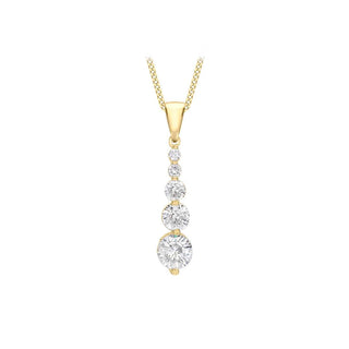 9K Yellow Gold CZ Graduated Drop Pendant