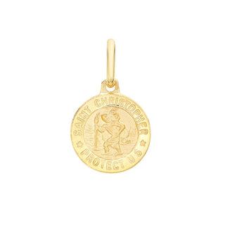 9K Yellow Gold St Christopher Round Satin Pendant