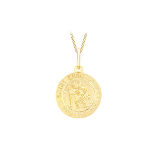 9K Yellow Gold St Christopher Round Satin Pendant