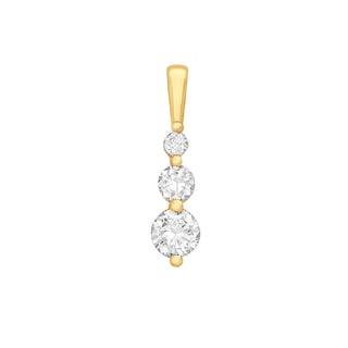 9K Yellow Gold CZ-Trilogy Pendant