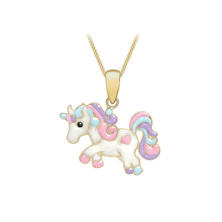 9K Yellow Gold Enamel Unicorn Pendant