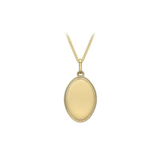 9K Yellow Gold Rope-Edge Oval Pendant