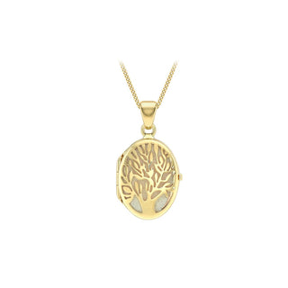 9K Yellow Gold Fabric-Backed 'Tree Of Life' Locket