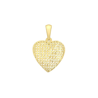 9K Yellow Gold Diamond Cut Heart Pendant