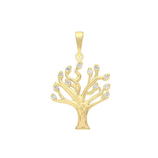 9K Yellow Gold CZ 'Tree Of Life' Pendant