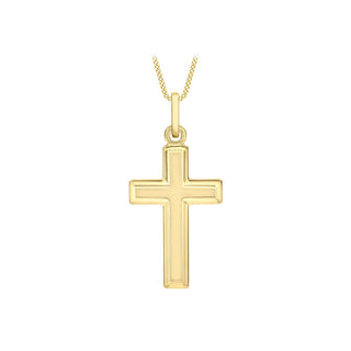 9K Yellow Gold Bevelled-Edge Cross Pendant