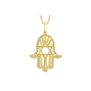 9K Yellow Gold 'Star Of David' Hamsa Pendant