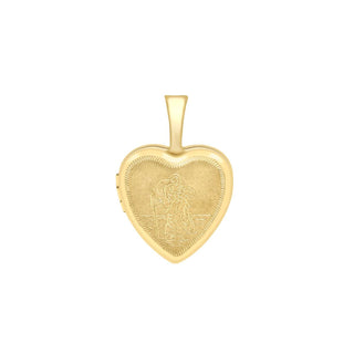 9K Yellow Gold St Christopher Heart Locket